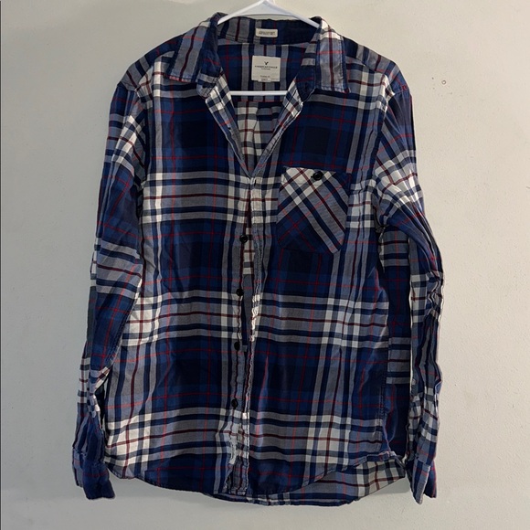 American Eagle Outfitters Other - American Eagle Outfitters Navy and Red Plaid Shirt